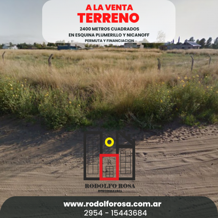 Terreno de 2400 m2 en esquina Plumerillo y Nicanoff, Santa Rosa, La Pampa