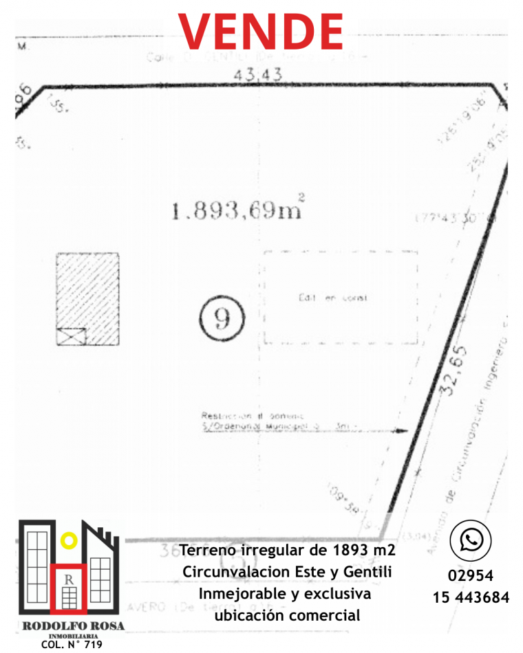 Terreno comercial sobre Circunvalacion Este y Gentili, Santa Rosa, La Pampa