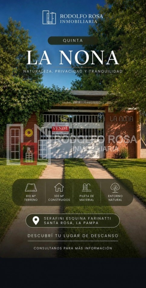 Hermosa quinta con terreno de 810 m2 - cercana al Aeropuerto de Santa Rosa, La Pampa