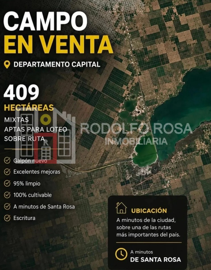 409 hectareas mixtas, departamento Capital, La Pampa - sobre ruta