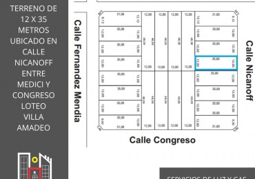 Terreno de 420 metros cuadrados sobre calle Nicanoff, loteo Villa Amadeo, Santa Rosa, La Pampa